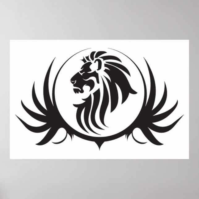 Black Lions Head On  White Background Poster (Front)