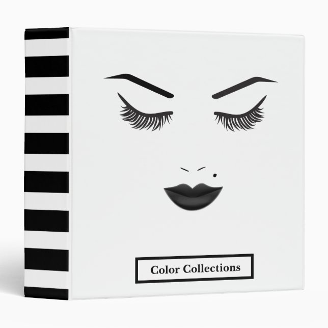 Black Lips Makeup Face Eyebrows Lips Glam Beauty Binder (Front/Spine)