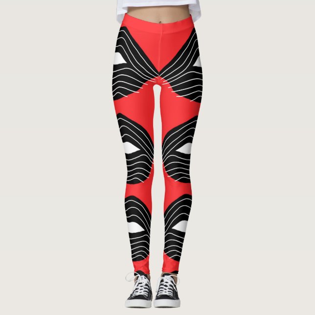 Black lips on red leggings (Front)