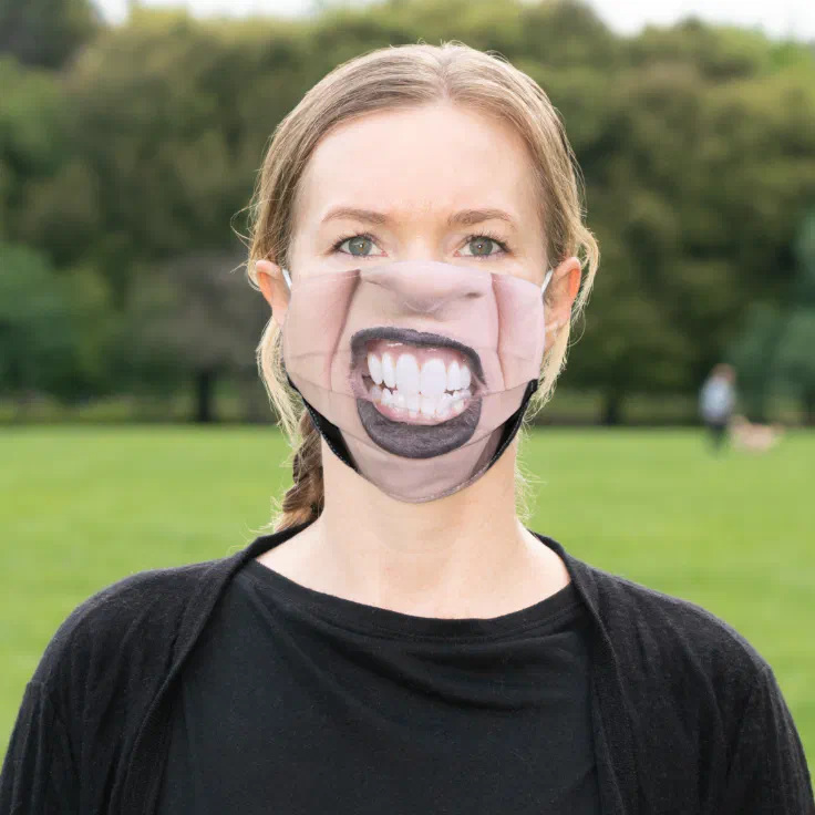 Black Lipstick Snarl Teeth Cloth Face Mask | Zazzle