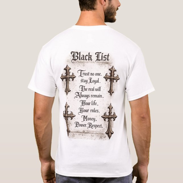 Black List Back Print T-Shirt (Back)