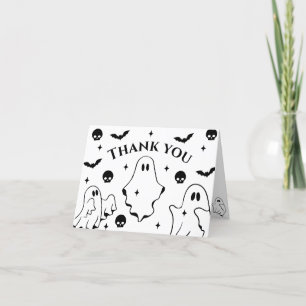 Black  Little Ghost Halloween Baby Shower  Thank You Card
