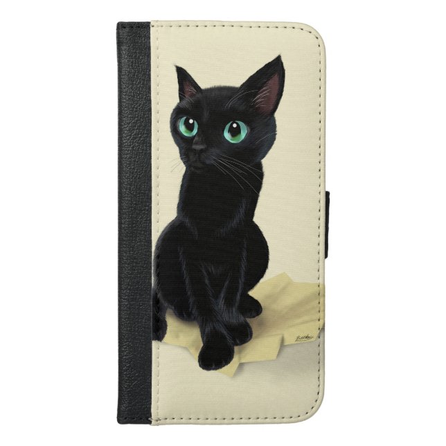 Black little kitty iPhone wallet case (Front)