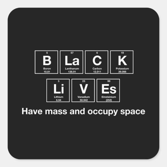 Black Lives - Chemical Symbols Glossy Stickers (Front)