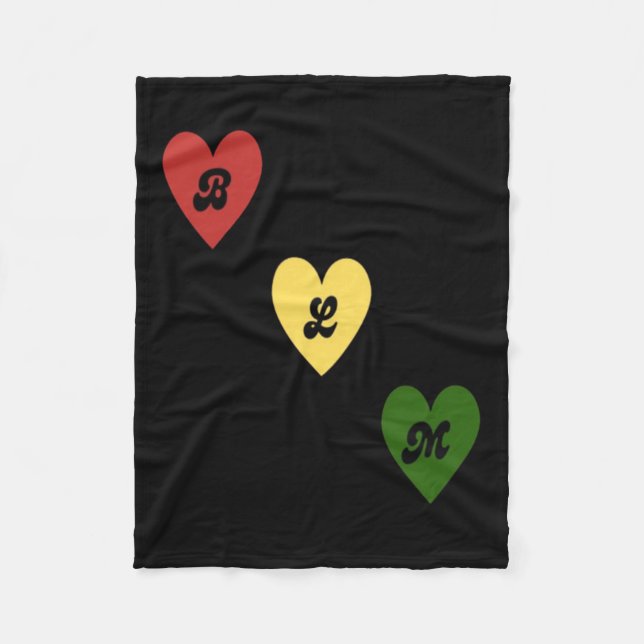 Black Lives Hearts Sticker  Fleece Blanket (Front)