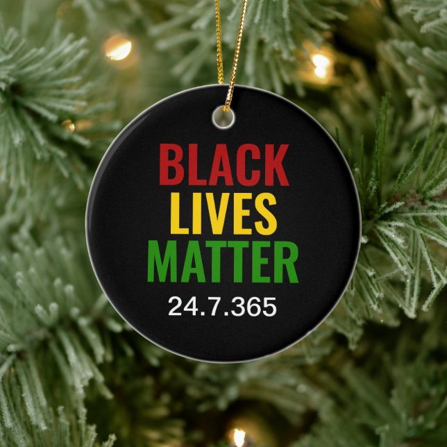 BLACK LIVES MATTER 24.7.365 BHM CERAMIC ORNAMENT (Tree)