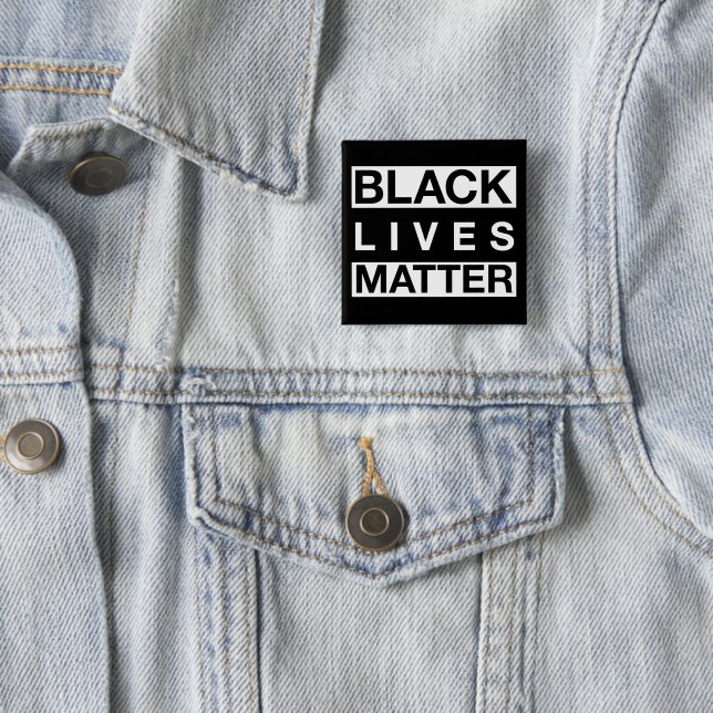 Black Lives Matter 2 Inch Square Button (In Situ)