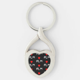 Black Lives Matter Acronym Red Heart Keychain