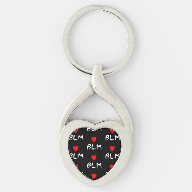 Black Lives Matter Acronym Red Heart Keychain (Front)