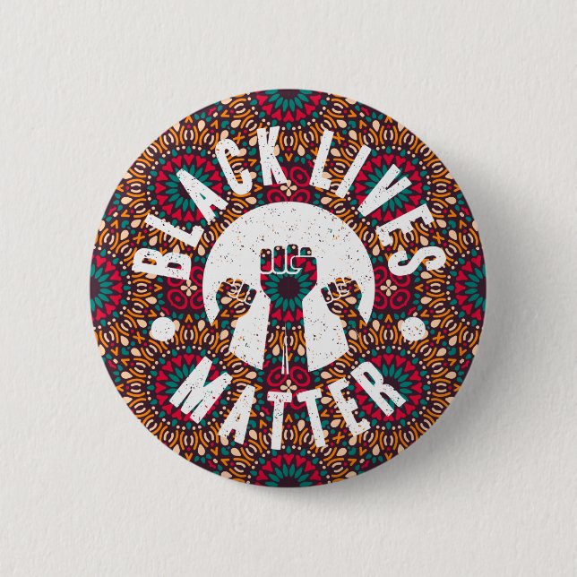 black lives matter african pattern 2 inch round button (Front)