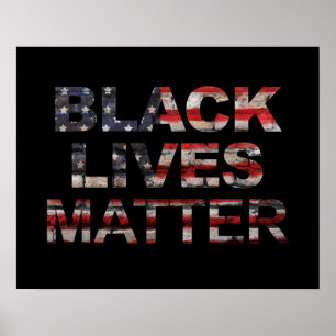 Black Lives Matter American Flag Poster