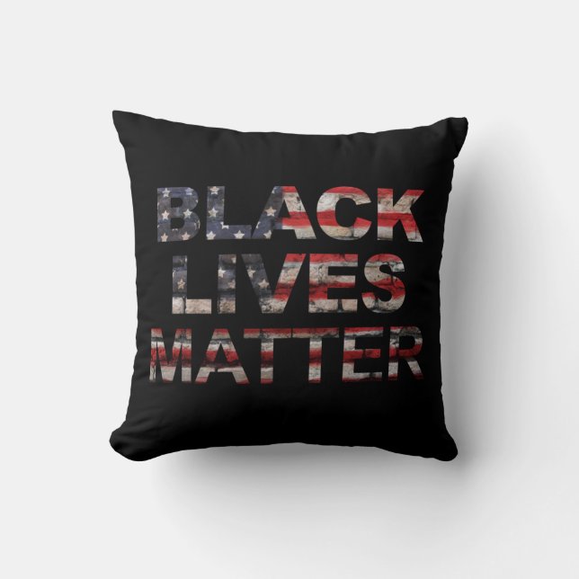 Black Lives Matter | American Flag Throw Pillow (Front)