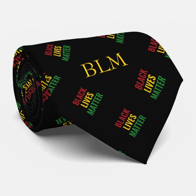 BLACK LIVES MATTER BHM Customizable MONOGRAM Tie (Rolled)