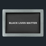 Black Lives Matter black and white text minimalist Belt Buckle<br><div class="desc">Black Lives Matter black and white text minimalist belt buckle.
Fully customizable white text on black plain solid editable colour background,  so you can personalize it and make it unique.</div>
