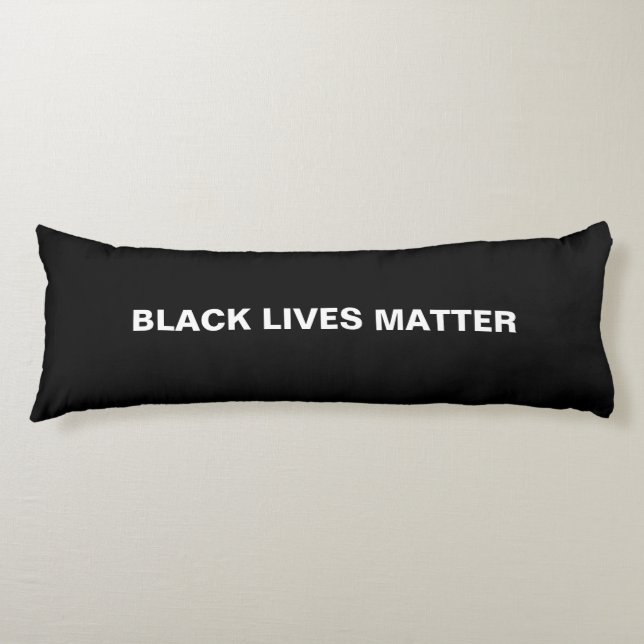 Black Lives Matter black and white text minimalist Body Pillow (Front)