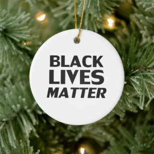 Black Lives Matter black & white Christmas Ceramic Ornament