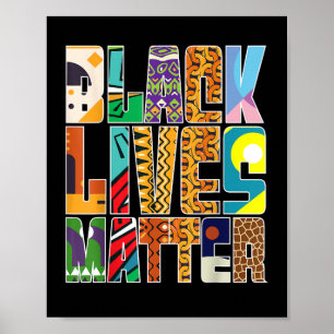 Black Lives Matter BLM Diversity Mural Art Black H Poster