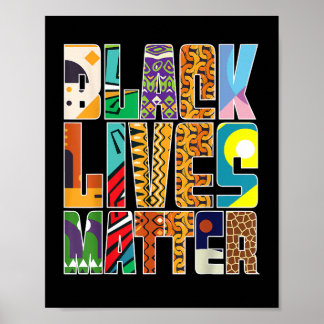 Black Lives Matter BLM Diversity Mural Art Black H Poster