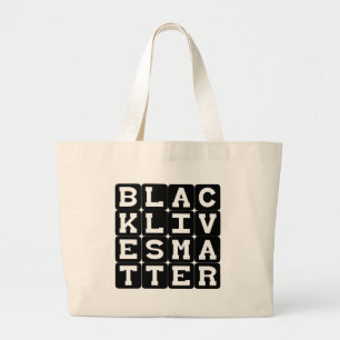 Black Lives Matter BLM in Square Pattern Large Tote Bag