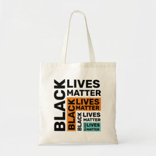 Black Lives Matter BlM Orange Blue Typography Tote Bag
