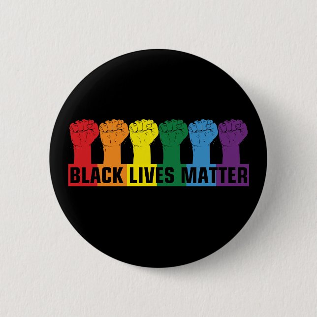Black Lives Matter _ BLM Rainbow 2 Inch Round Button (Front)