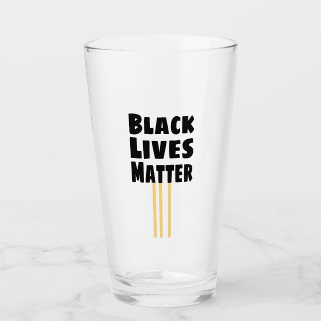 Black Lives Matter BLM three Yellow Stripes Glass (Front)
