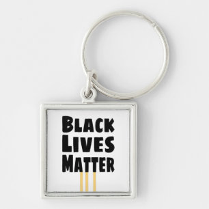 Black Lives Matter BLM three Yellow Stripes Keychain