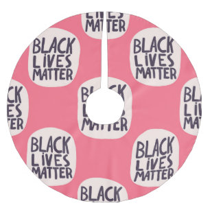 Black lives matter, calligraphic pattern brushed polyester tree skirt