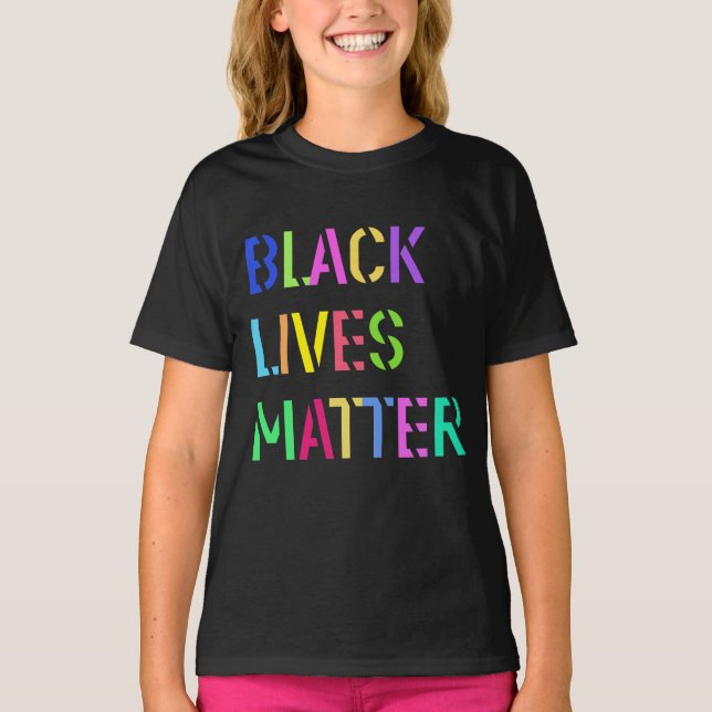Black Lives Matter Colourful Stencil 01 Editable T-Shirt (Front)