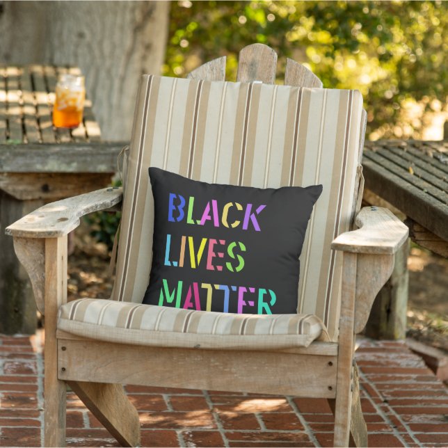 Black Lives Matter Colourful Stencil 01 Outdoor Pillow (Chair)