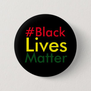 Black Lives Matter Hashtag Rasta Button