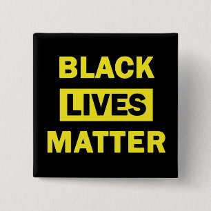 Black Lives Matter in Yellow Block Letters 2 Inch Square Button