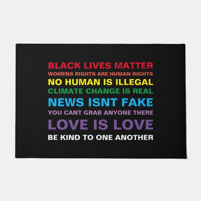 black lives matter love is love door mat (Front)