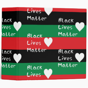 Black Lives Matter Pan-African Flag White Heart Binder