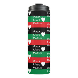Black Lives Matter Pan-African Flag White Heart Thermal Tumbler