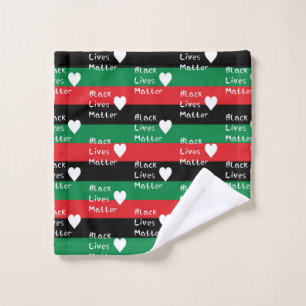 Black Lives Matter Pan-African Flag White Heart Wash Cloth