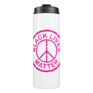 black lives matter peace sign pink thermal tumbler
