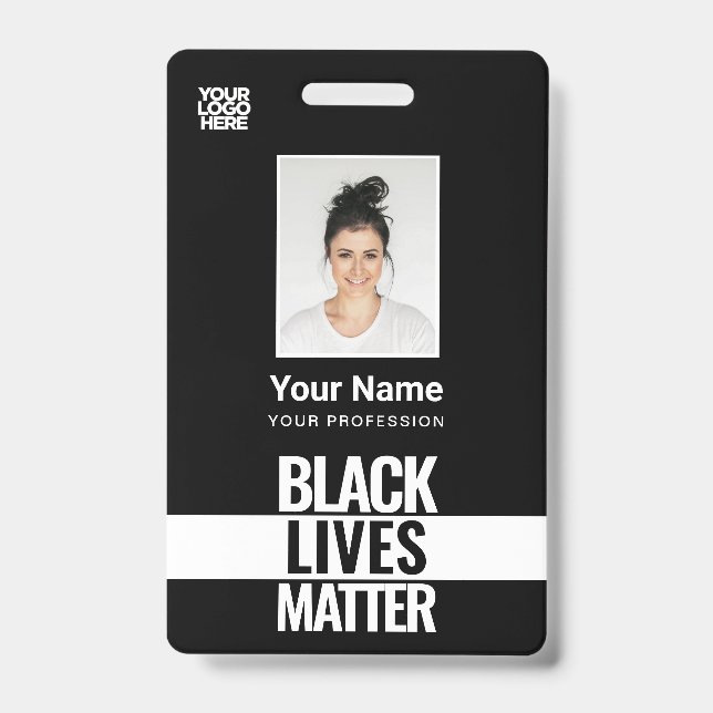 Black Lives Matter Photo, Bar Code, Logo, Name Badge (Front)