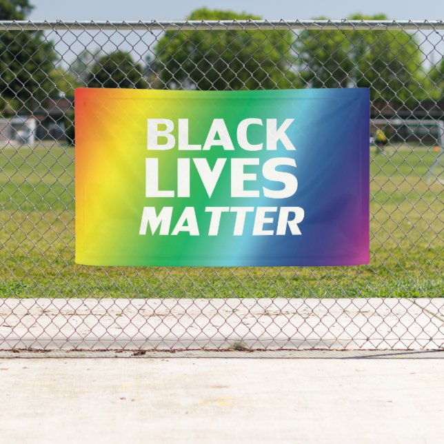 Black Lives Matter rainbow gradient lgbt pride Banner (Insitu)