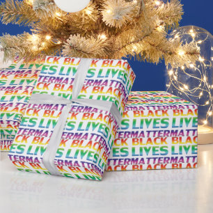 Black Lives Matter rainbow typography pattern Wrapping Paper