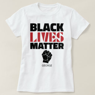 Black Lives Matter Raised Fist Name Customized T-Shirt