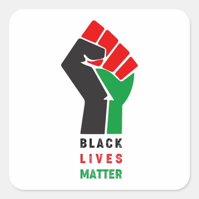 Black Lives Matter raised fist symbol African Amer Square Sticker (Front)