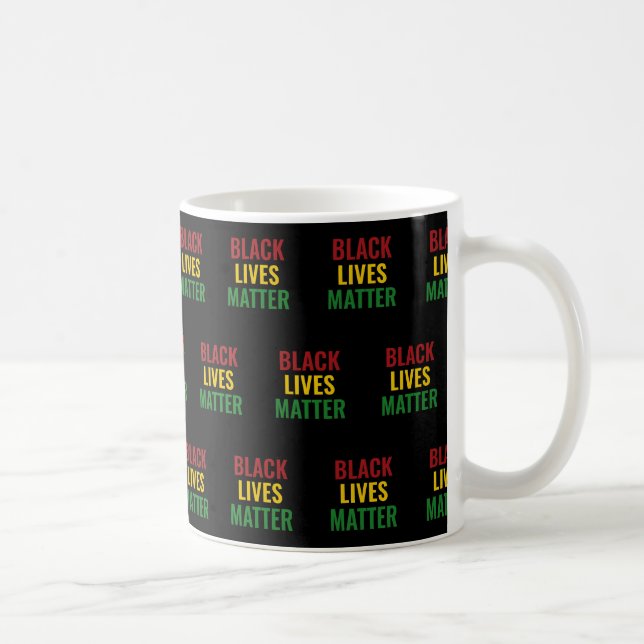 BLACK LIVES MATTER Red Yellow Green BHM BLM Coffee Mug (Right)