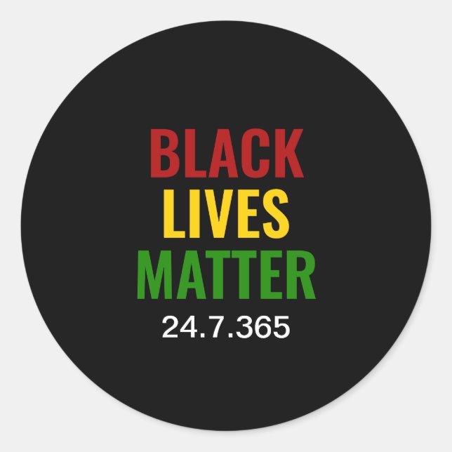 BLACK LIVES MATTER Red Yellow Green BHM Classic Round Sticker (Front)