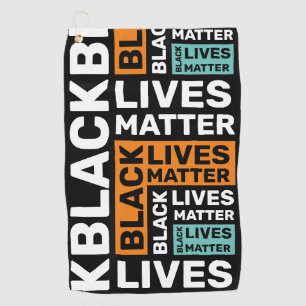 Black Lives Matter Simple Orange Blue Typography Golf Towel