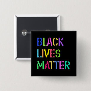Black Lives Matter Stencil 01 Editable Colour 2 Inch Square Button