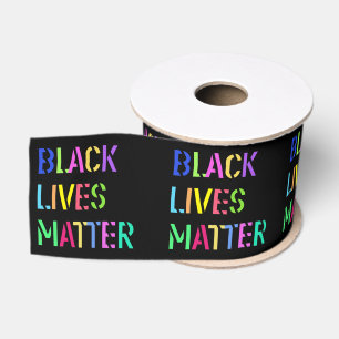 Black Lives Matter Stencil 01 Multiple Sizes Grosgrain Ribbon