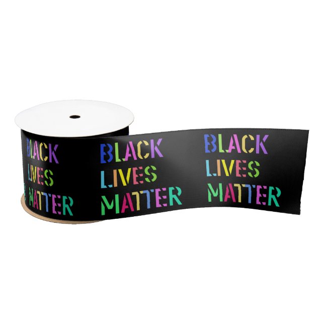 Black Lives Matter Stencil 01 Multiple Sizes Satin Ribbon (Spool)