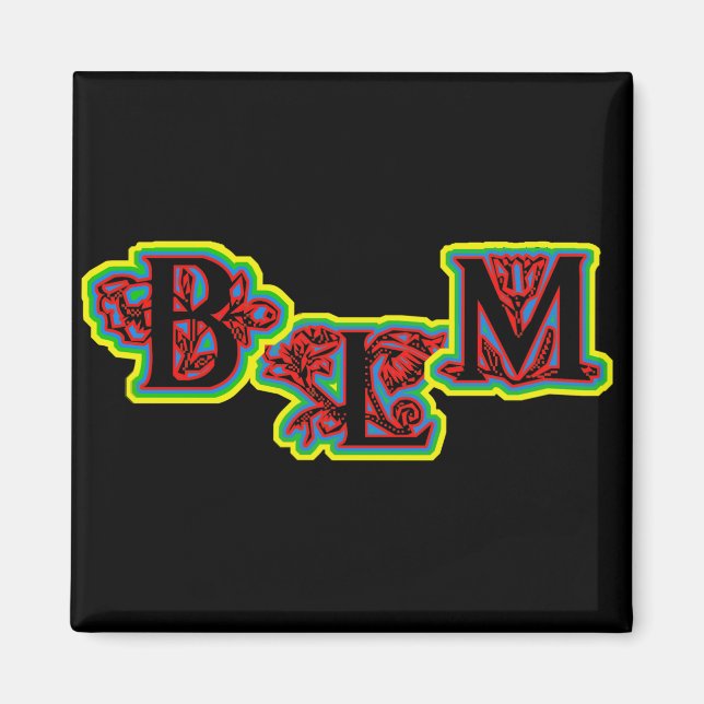 Black Lives Matter w flowers magnet (Front)
