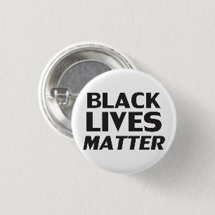 Black Lives Matter white black modern typography 1 Inch Round Button